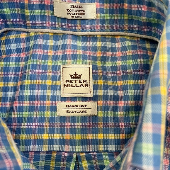Peter Millar Mini-Plaid multi blue-green-purple- Button down long sleeve S - Picture 2 of 2
